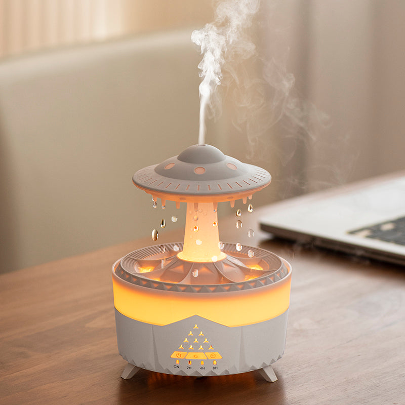 Raining Humidifier UFO Raindrop Aromatherapy Ultrasonic Water Drop Air Rain Humidifier 350Ml 7 Colors LED Lamp Raindrop Aroma Diffuser